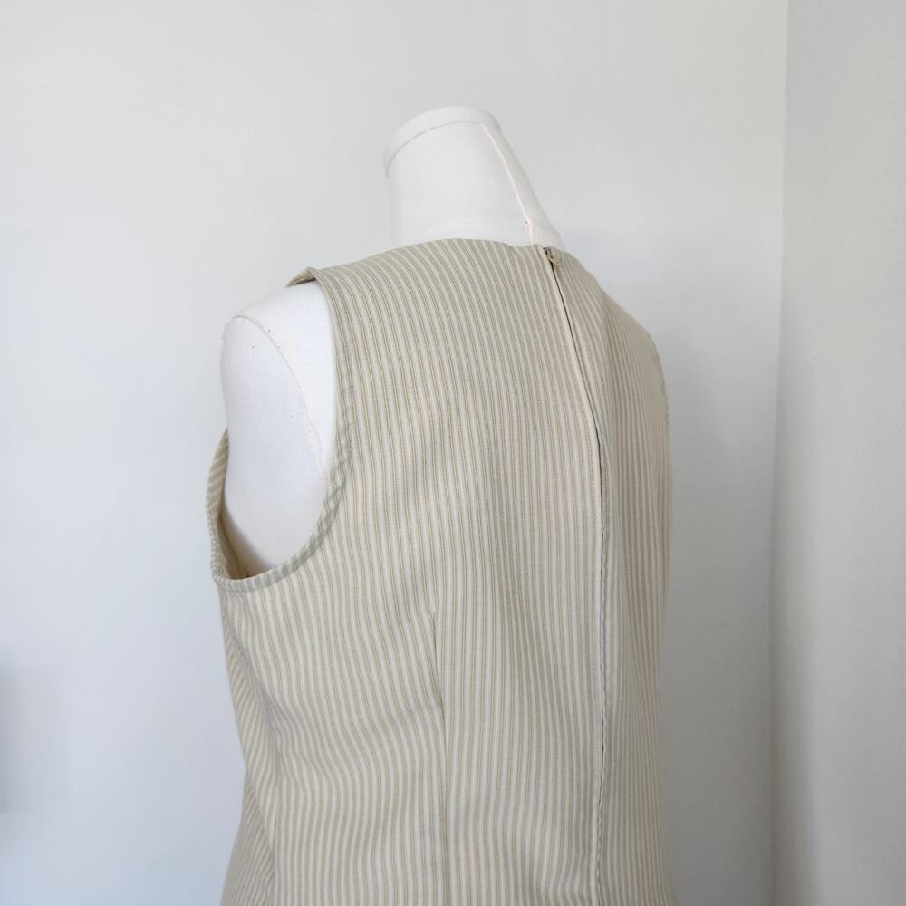 Vintage 90s Lisa Jo Cream Pinstripe Sheath Dress & Blazer Set Preppy Office L - Picture 10 of 16